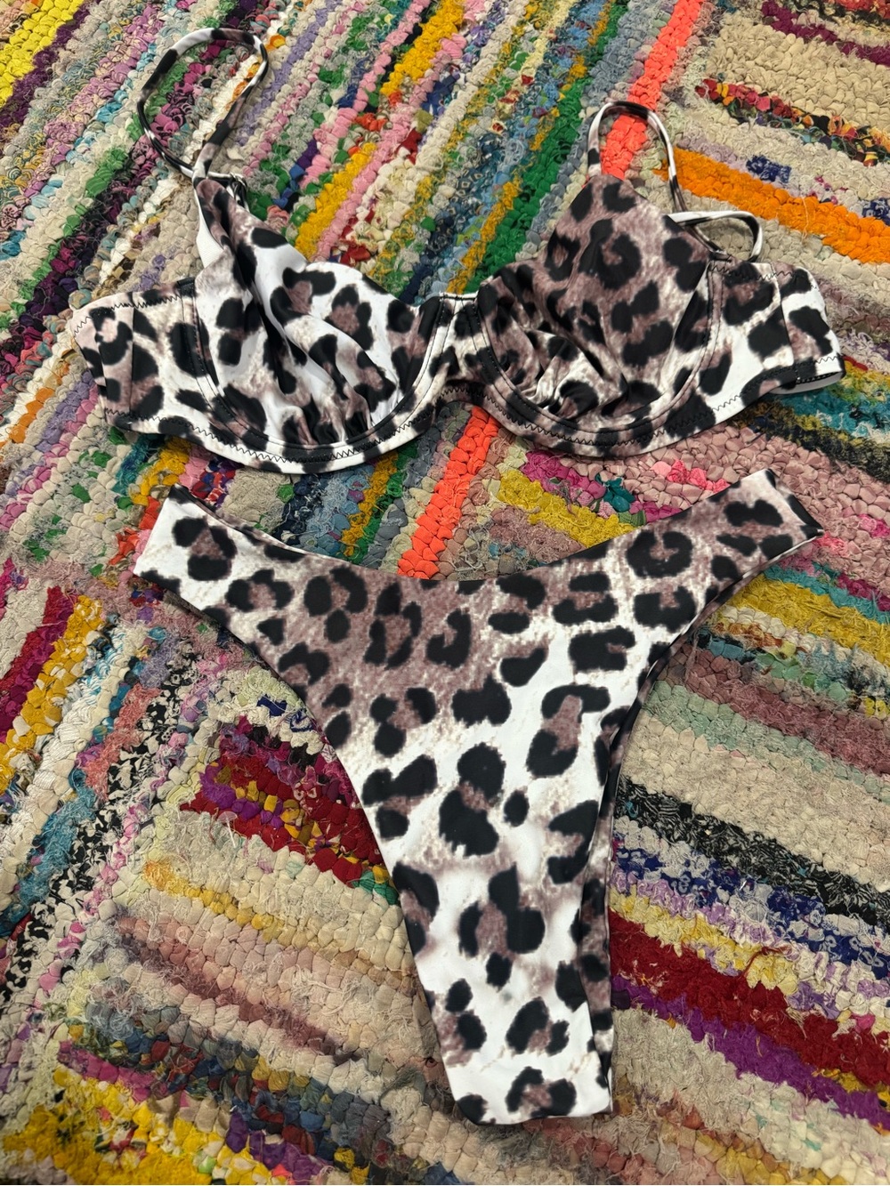 Leopard Print Bikini Set - Brown & Black